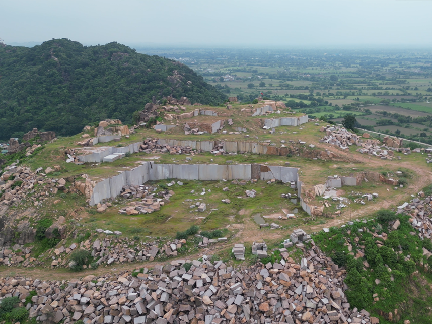Aerial view of mining landscape